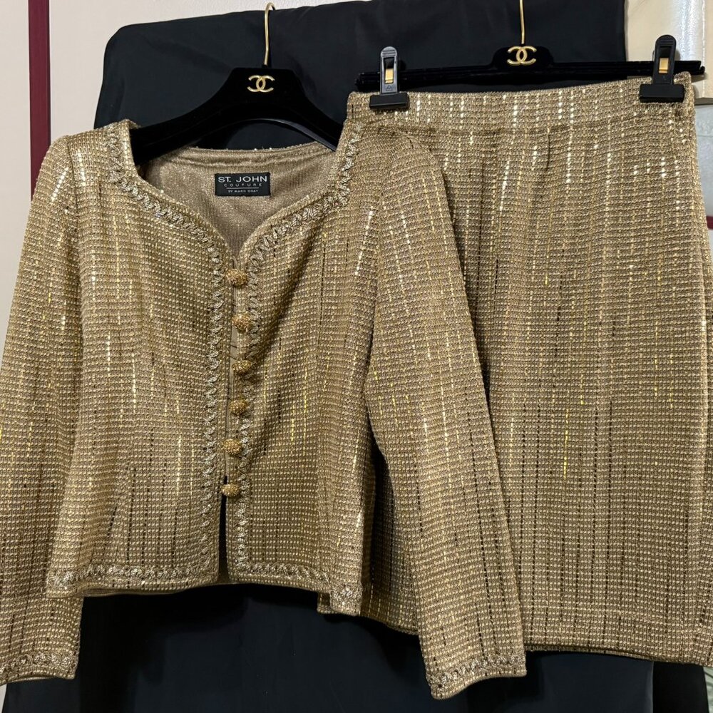 SOLD—St. John Couture by Marie Gray Embellished Skirt Suit EUC